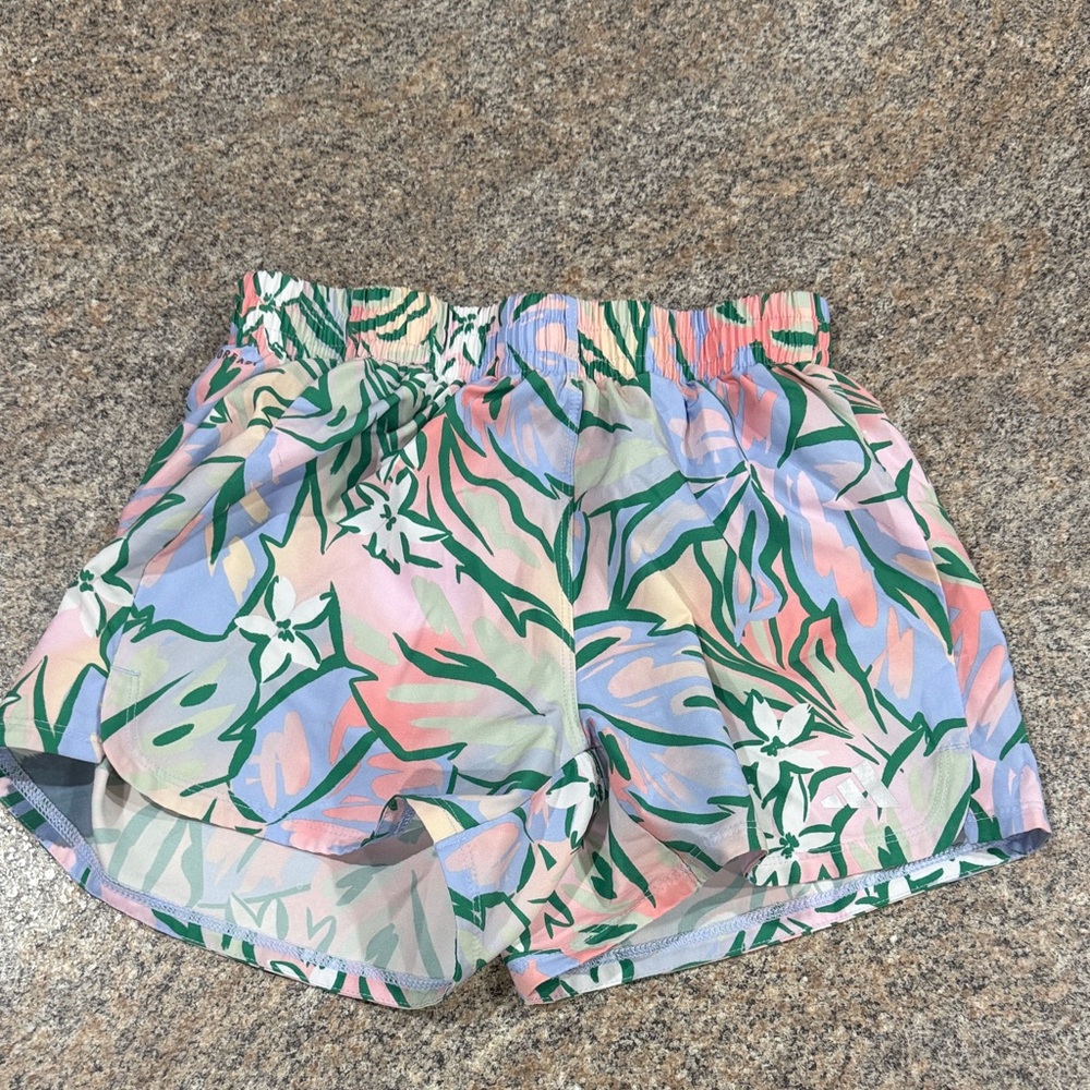 Adidas Big Floral Print Girl Mid Rise Bubble Shorts - Size 14